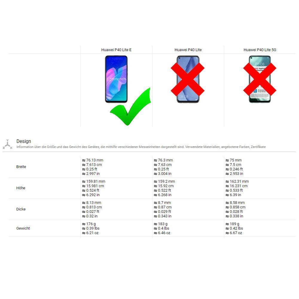 Wallet Case für Huawei P40 LITE E Genuine Split Echt Leder Handy Tasche