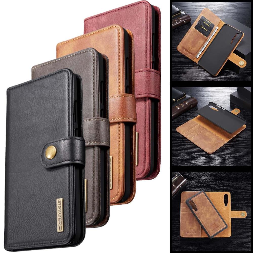 DG.MING Wallet Case für Huawei P30 Echt Leder Handy Tasche 2in1 Hülle Klapp Etui