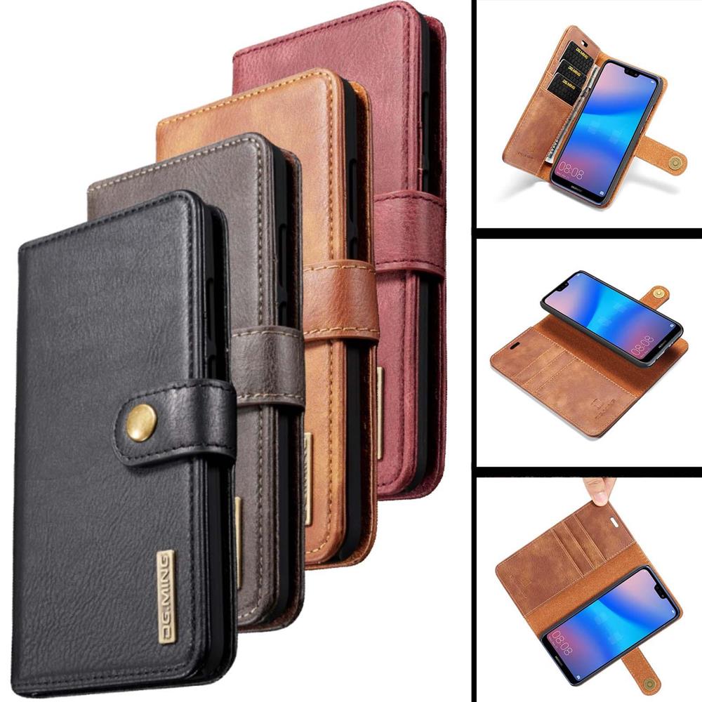 DG.MING Wallet Case für Huawei P20 LITE Echt Leder Handy Tasche 2in1 Hülle Etui