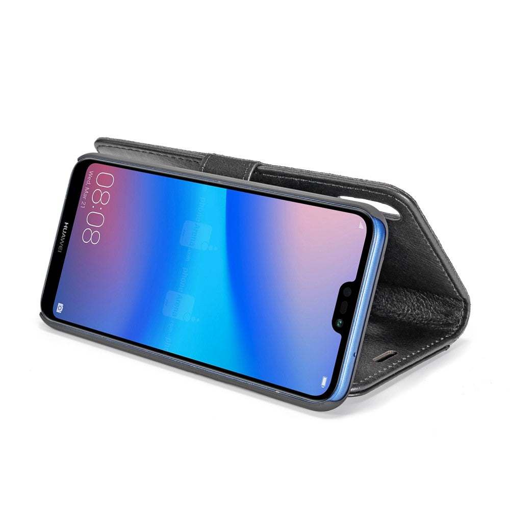 DG.MING Wallet Case für Huawei P20 LITE Echt Leder Handy Tasche 2in1 Hülle Etui