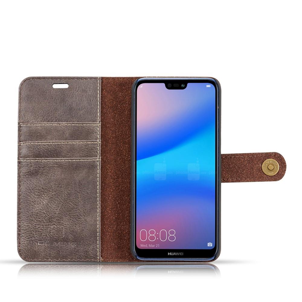 DG.MING Wallet Case für Huawei P20 LITE Echt Leder Handy Tasche 2in1 Hülle Etui