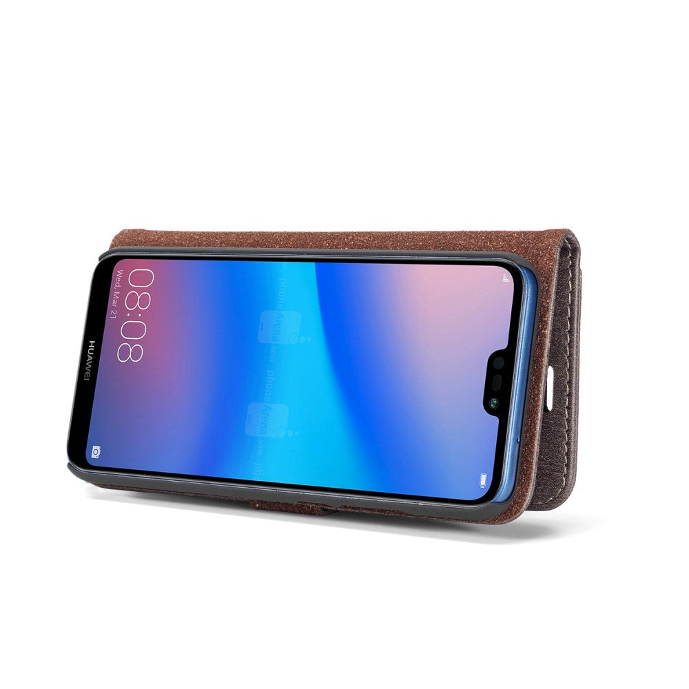 DG.MING Wallet Case für Huawei P20 LITE Echt Leder Handy Tasche 2in1 Hülle Etui