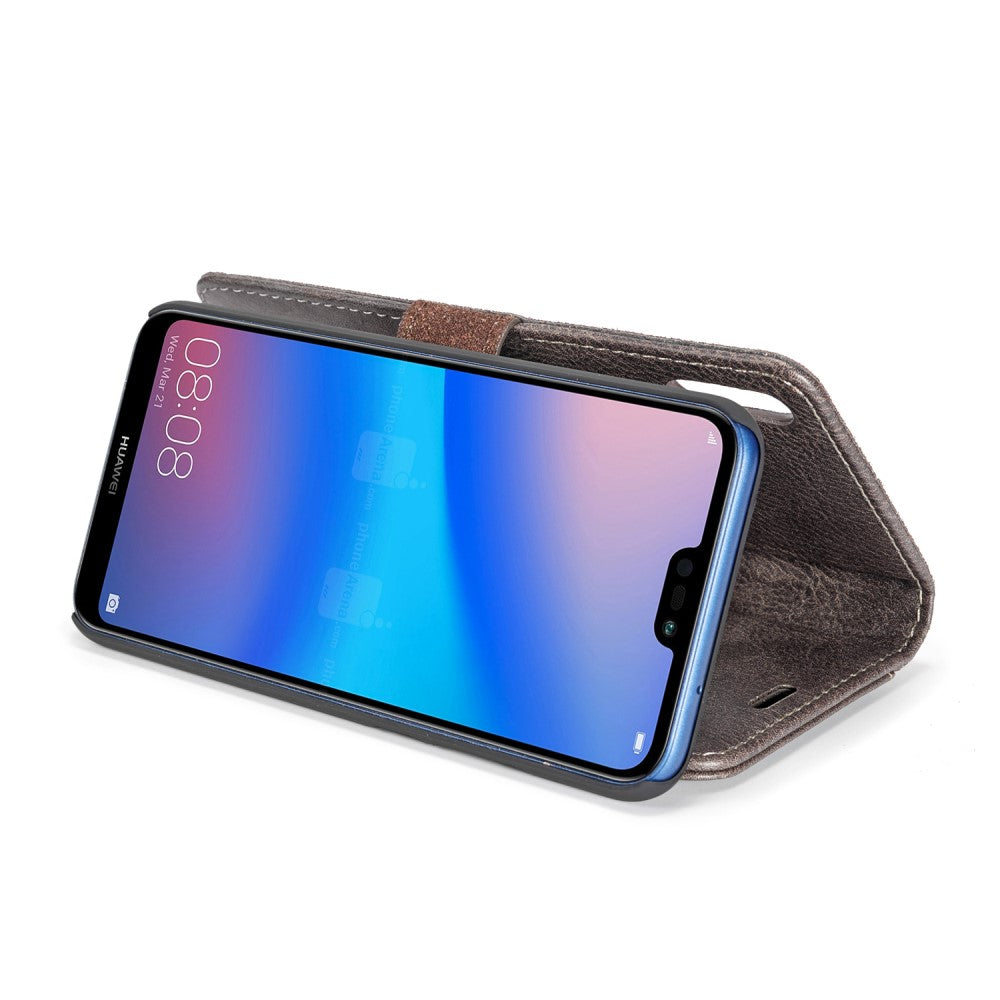 DG.MING Wallet Case für Huawei P20 LITE Echt Leder Handy Tasche 2in1 Hülle Etui