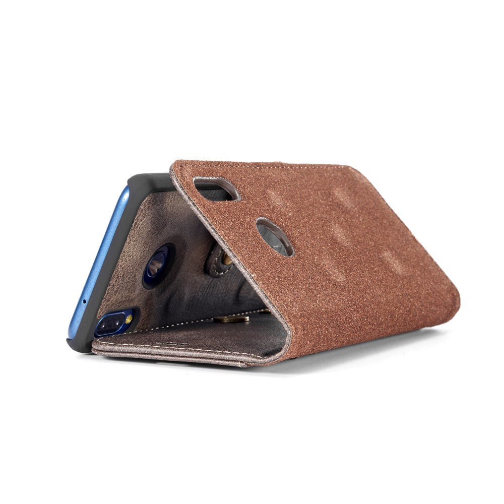 DG.MING Wallet Case für Huawei P20 LITE Echt Leder Handy Tasche 2in1 Hülle Etui