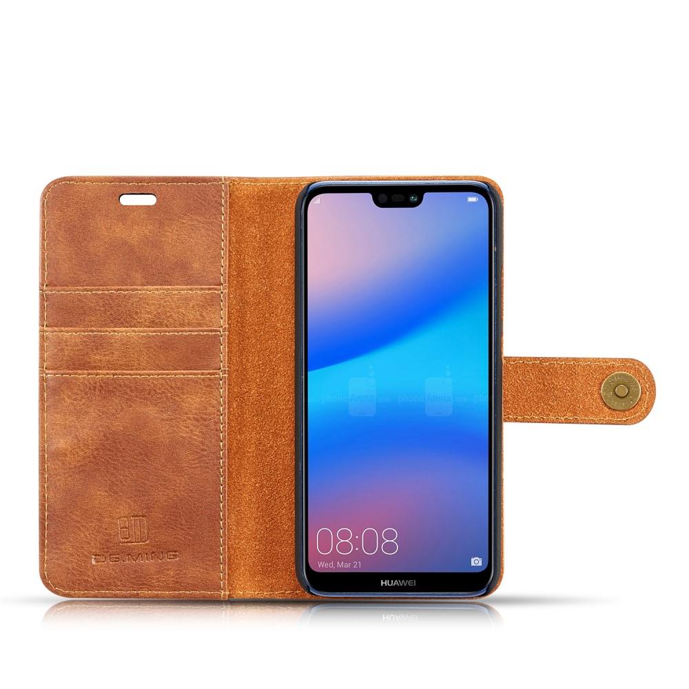 DG.MING Wallet Case für Huawei P20 LITE Echt Leder Handy Tasche 2in1 Hülle Etui
