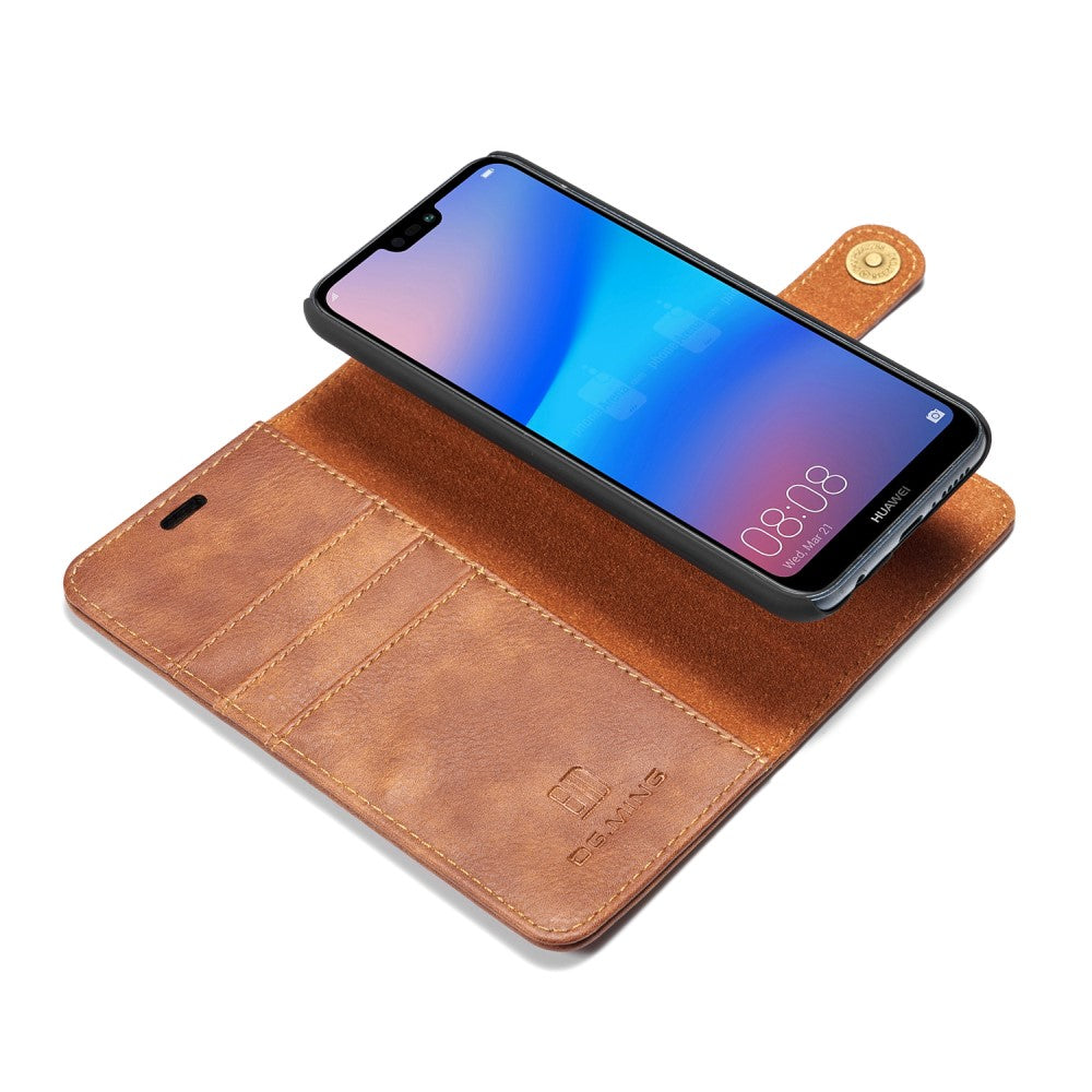 DG.MING Wallet Case für Huawei P20 LITE Echt Leder Handy Tasche 2in1 Hülle Etui