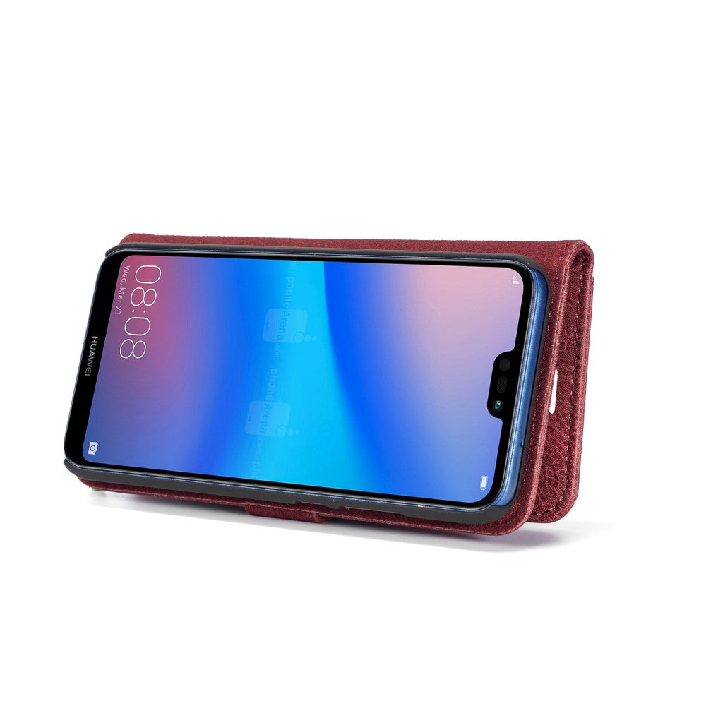 DG.MING Wallet Case für Huawei P20 LITE Echt Leder Handy Tasche 2in1 Hülle Etui