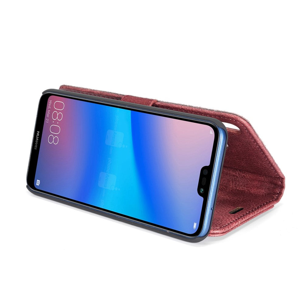 DG.MING Wallet Case für Huawei P20 LITE Echt Leder Handy Tasche 2in1 Hülle Etui