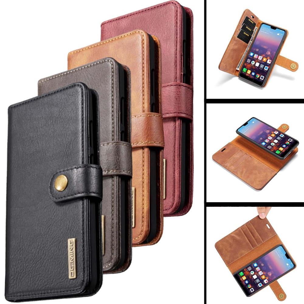 DG.MING Wallet Case für Huawei P20 Echt Leder Handy Tasche 2in1 Hülle Klapp Etui