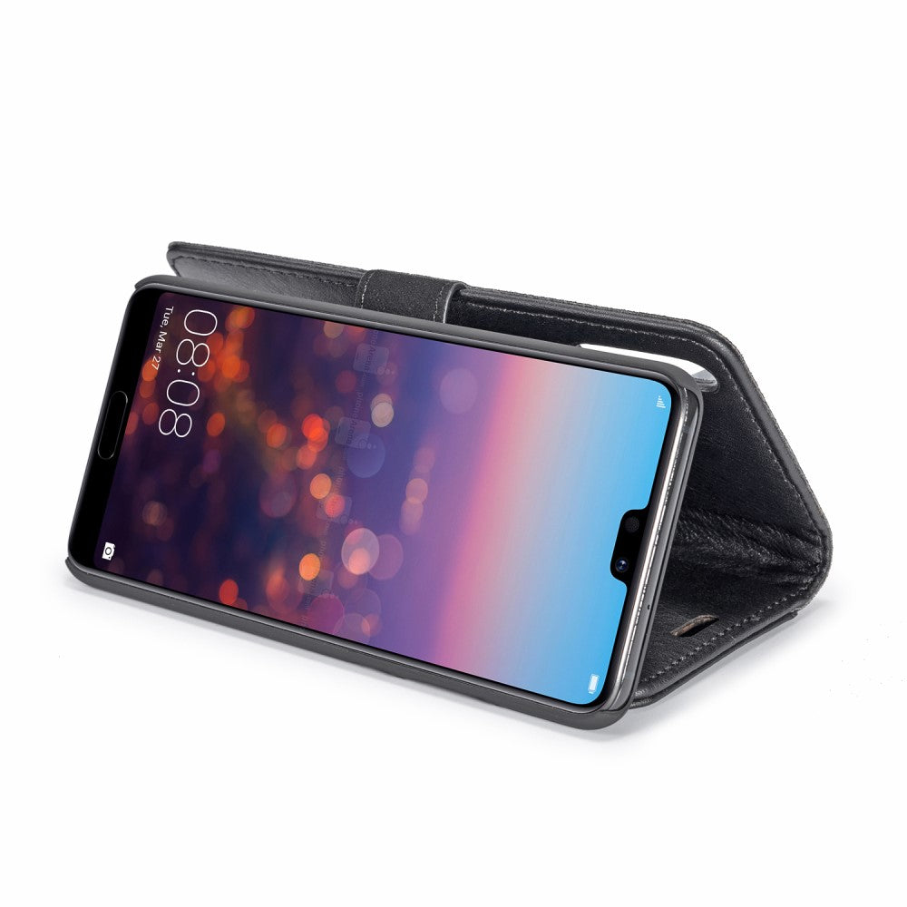 DG.MING Wallet Case für Huawei P20 Echt Leder Handy Tasche 2in1 Hülle Klapp Etui
