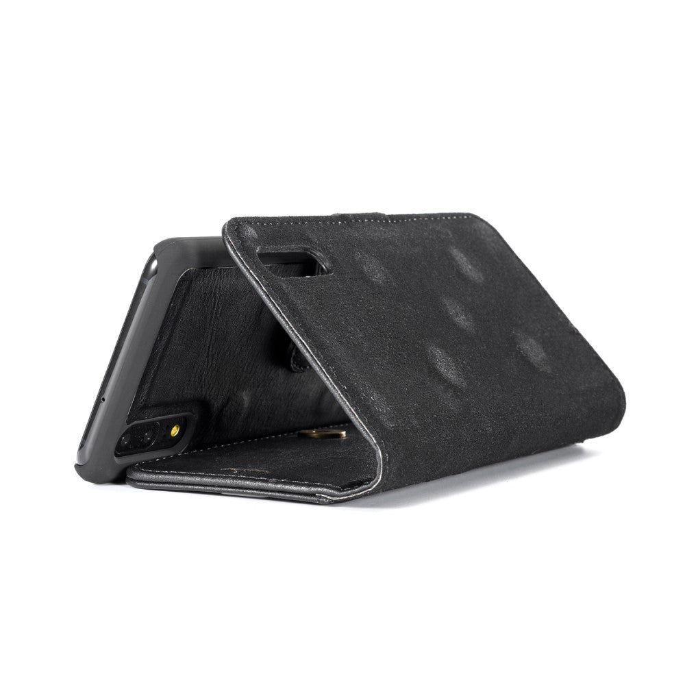 DG.MING Wallet Case für Huawei P20 Echt Leder Handy Tasche 2in1 Hülle Klapp Etui
