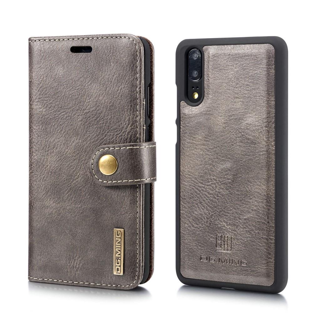DG.MING Wallet Case für Huawei P20 Echt Leder Handy Tasche 2in1 Hülle Klapp Etui