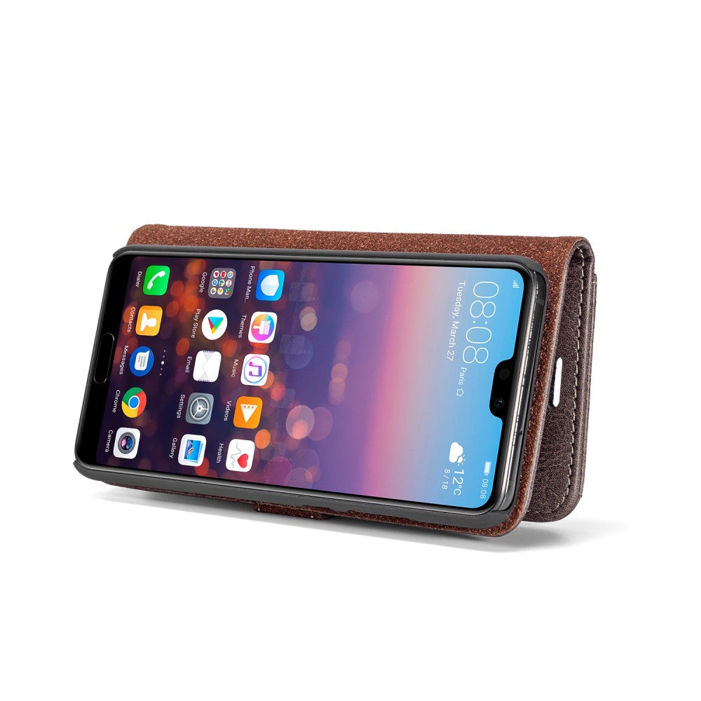 DG.MING Wallet Case für Huawei P20 Echt Leder Handy Tasche 2in1 Hülle Klapp Etui
