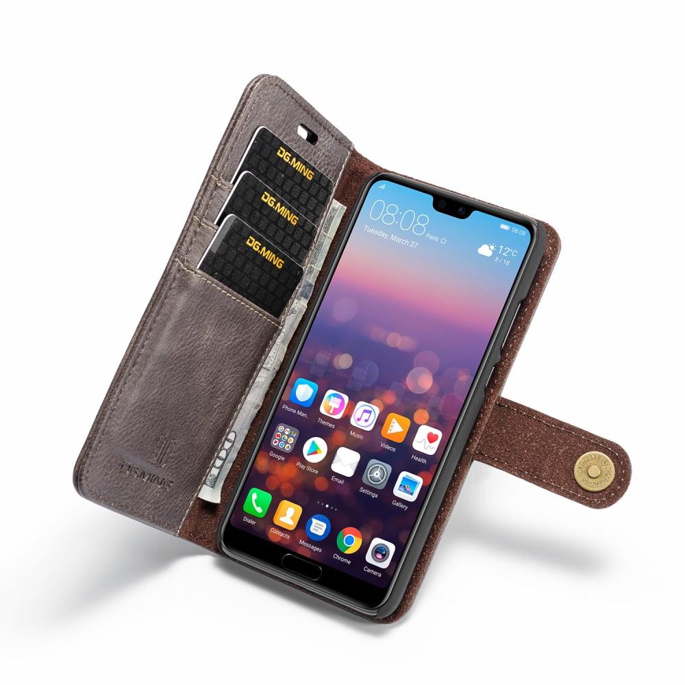 DG.MING Wallet Case für Huawei P20 Echt Leder Handy Tasche 2in1 Hülle Klapp Etui