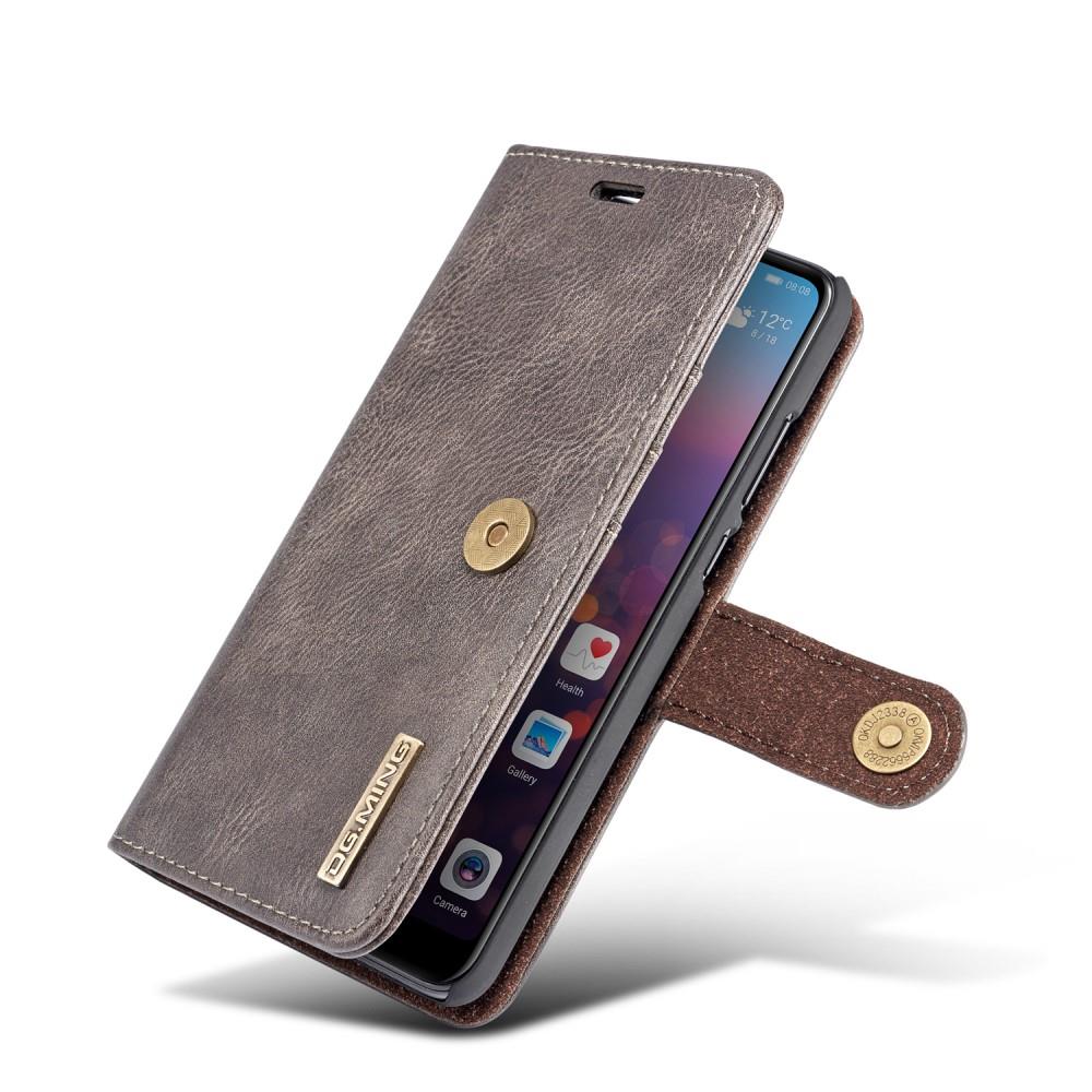 DG.MING Wallet Case für Huawei P20 Echt Leder Handy Tasche 2in1 Hülle Klapp Etui