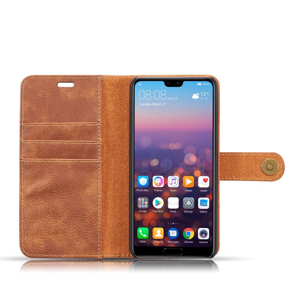 DG.MING Wallet Case für Huawei P20 Echt Leder Handy Tasche 2in1 Hülle Klapp Etui