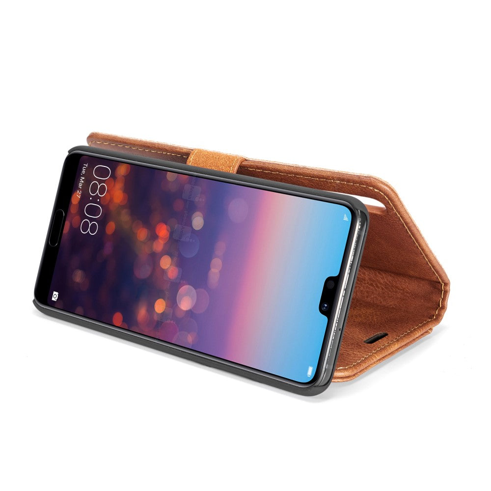 DG.MING Wallet Case für Huawei P20 Echt Leder Handy Tasche 2in1 Hülle Klapp Etui
