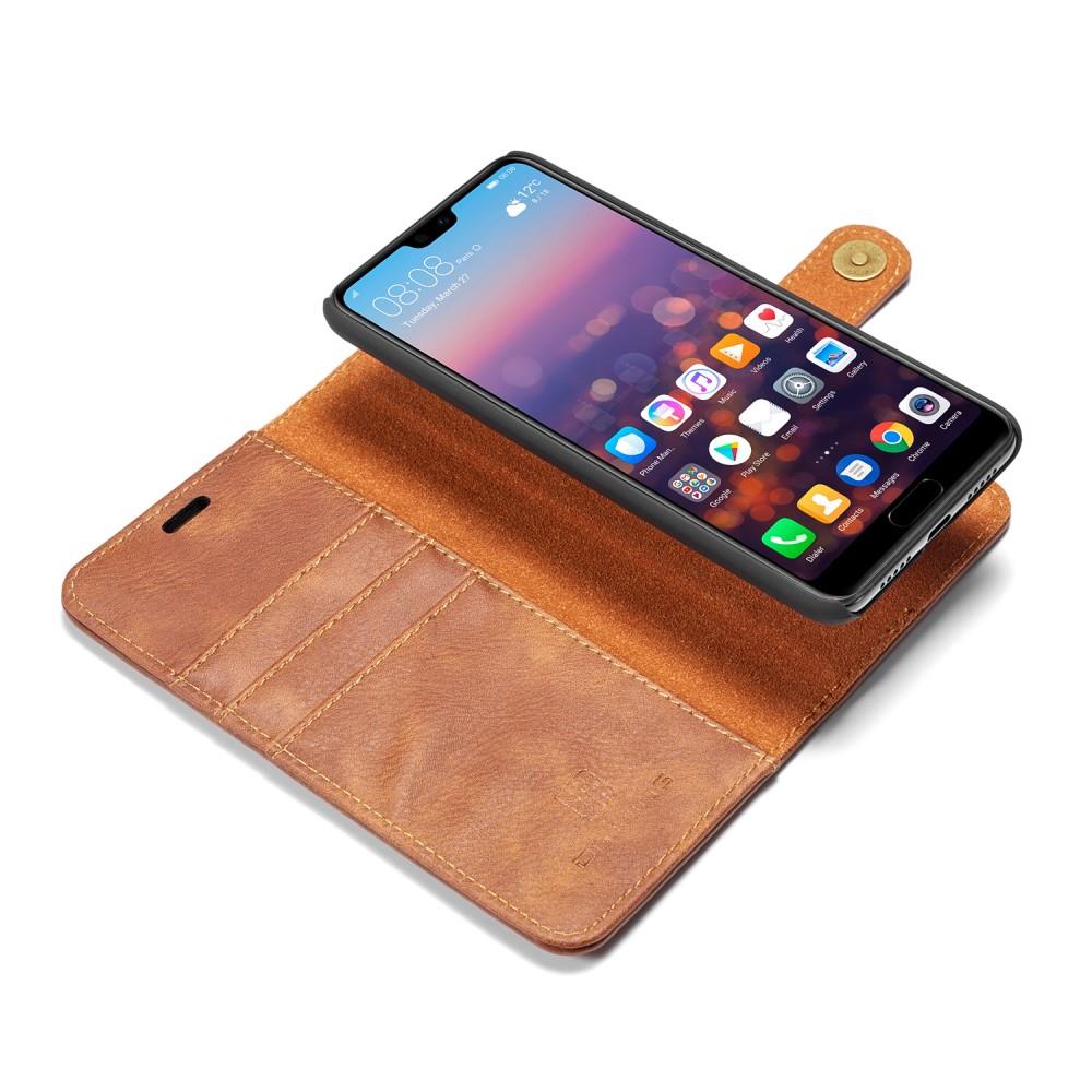 DG.MING Wallet Case für Huawei P20 Echt Leder Handy Tasche 2in1 Hülle Klapp Etui