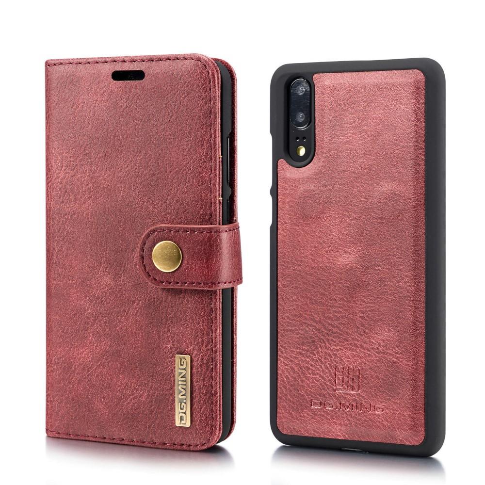 DG.MING Wallet Case für Huawei P20 Echt Leder Handy Tasche 2in1 Hülle Klapp Etui