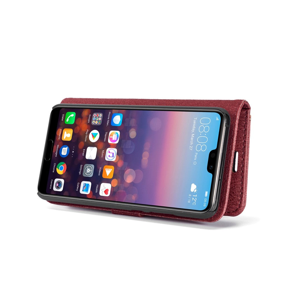 DG.MING Wallet Case für Huawei P20 Echt Leder Handy Tasche 2in1 Hülle Klapp Etui