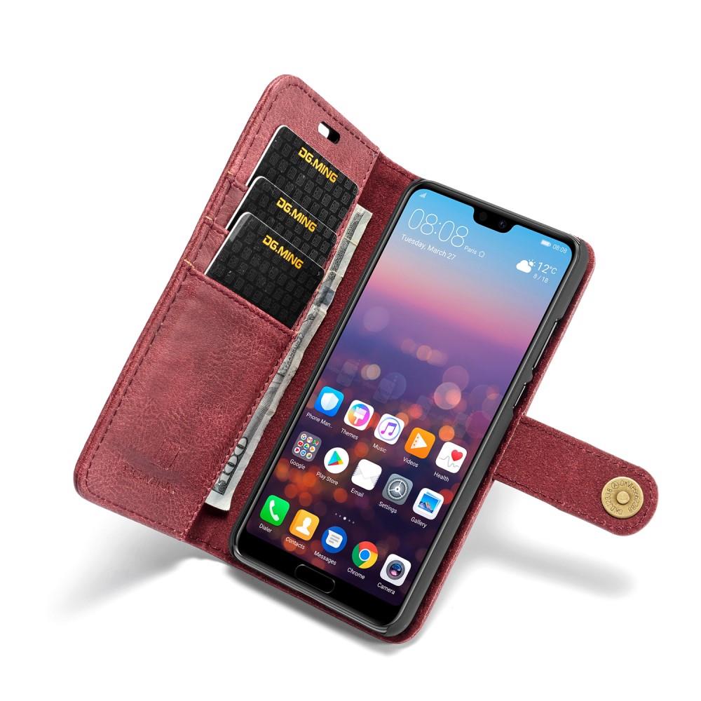 DG.MING Wallet Case für Huawei P20 Echt Leder Handy Tasche 2in1 Hülle Klapp Etui