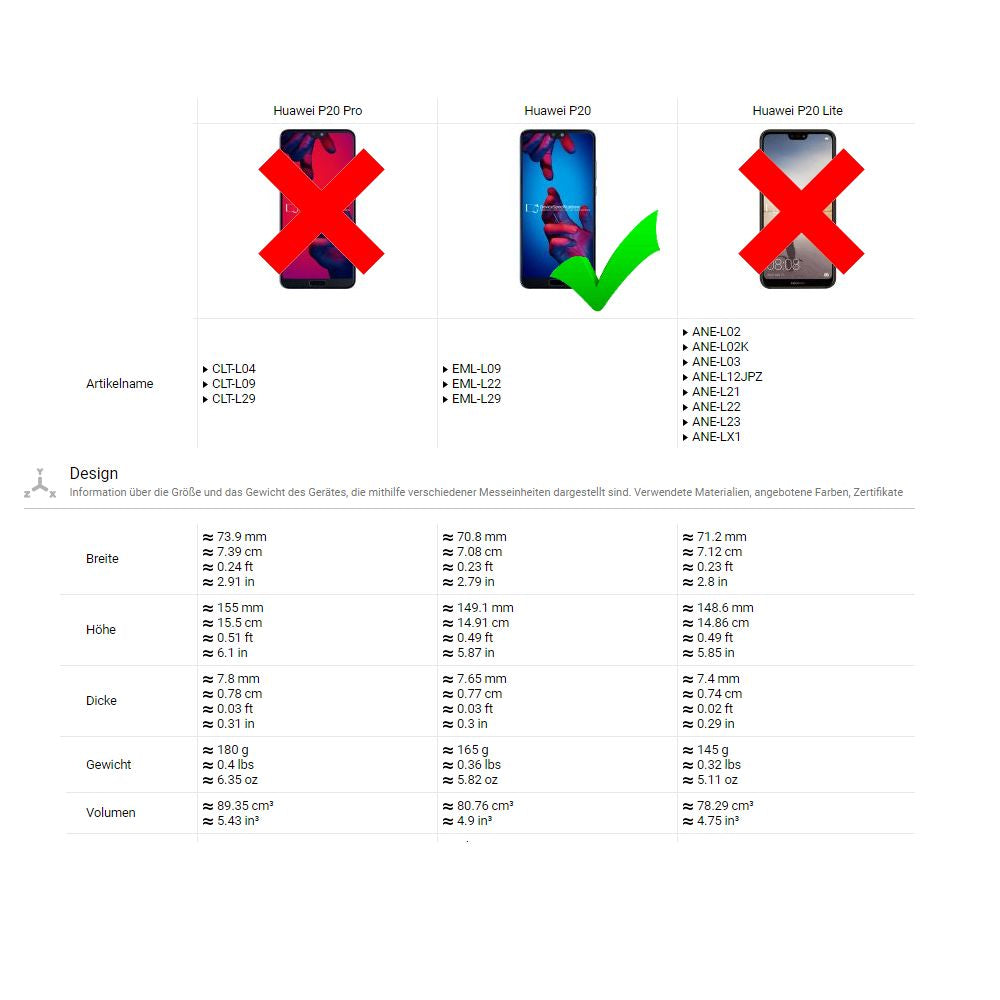 Wallet Case für Huawei P20 Twin 2in1 Etui und Cover