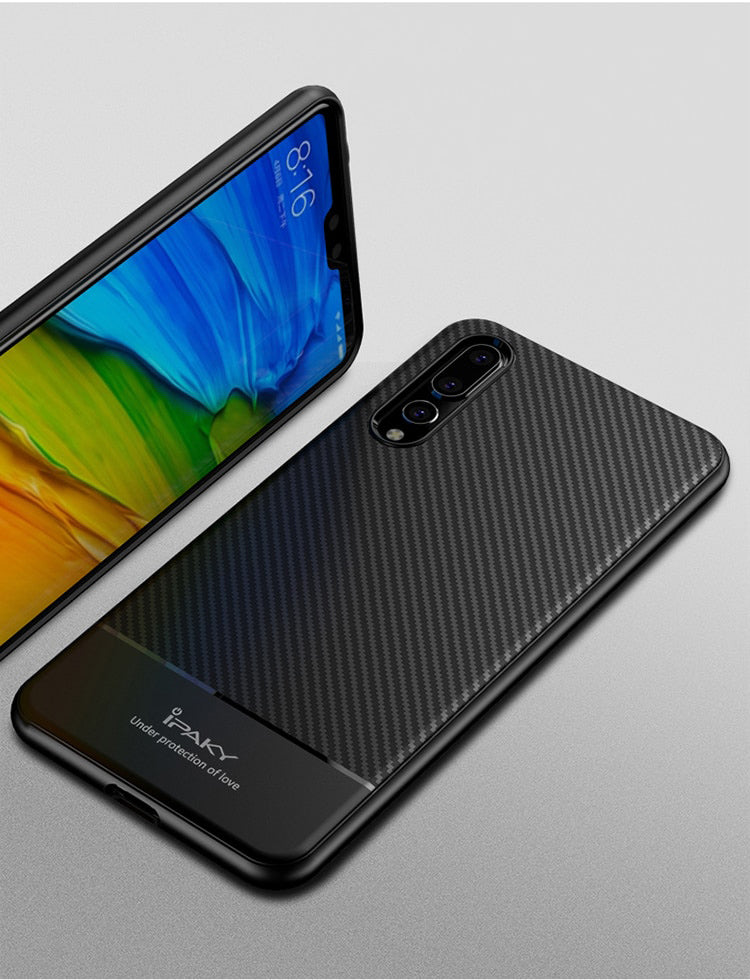 IPAKY TPU Case für Huawei P20 LITE Carbon Fiber Muster