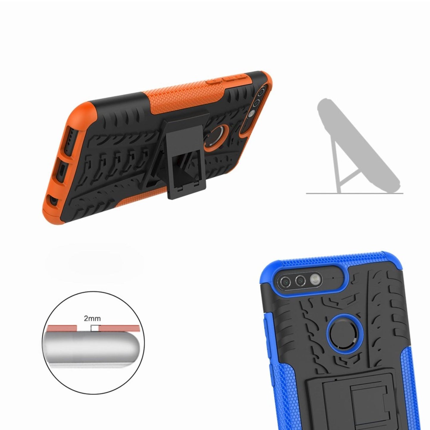 Outdoor Case für Huawei Y7 (2018)/ Honor 7C Tire Rutschfest Kickstand