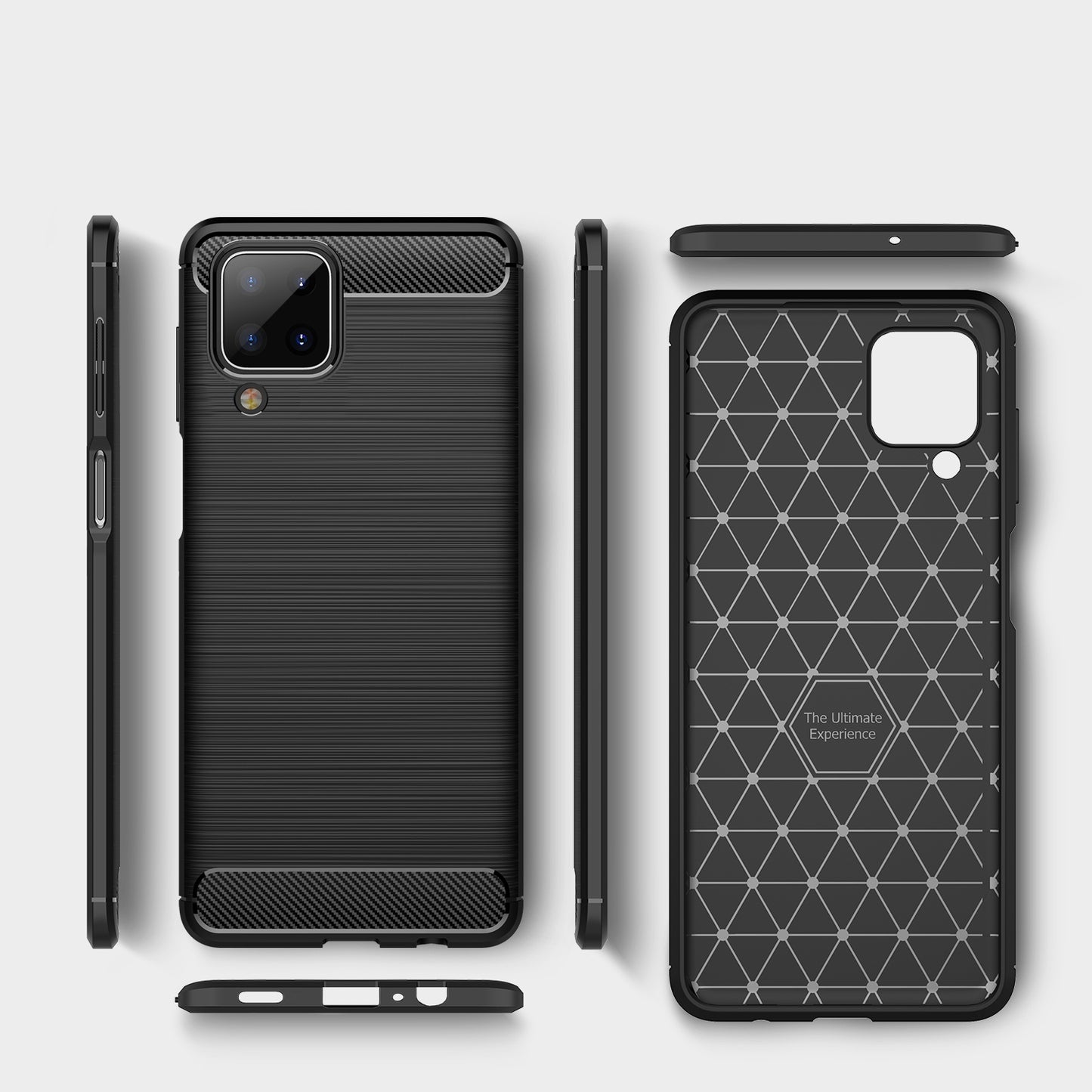 TPU Hülle für Samsung Galaxy A12 Carbon Fiber Skin Brushed Schutzcover Soft Case