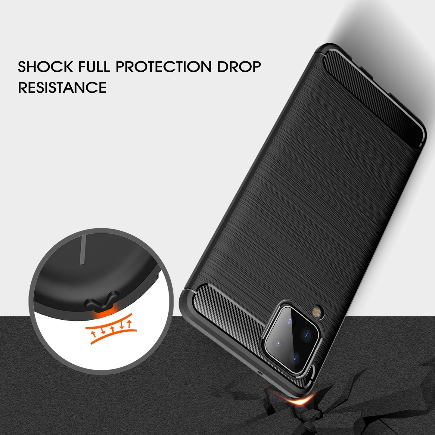 TPU Hülle für Samsung Galaxy A12 Carbon Fiber Skin Brushed Schutzcover Soft Case