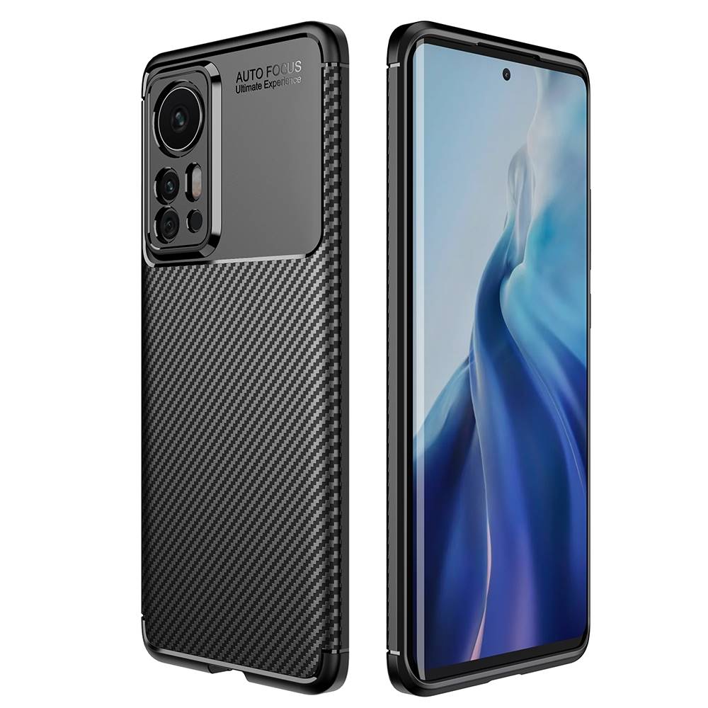 TPU Hülle für Xiaomi 12 PRO Carbon Fiber Muster Textur Shockproof Cover Case