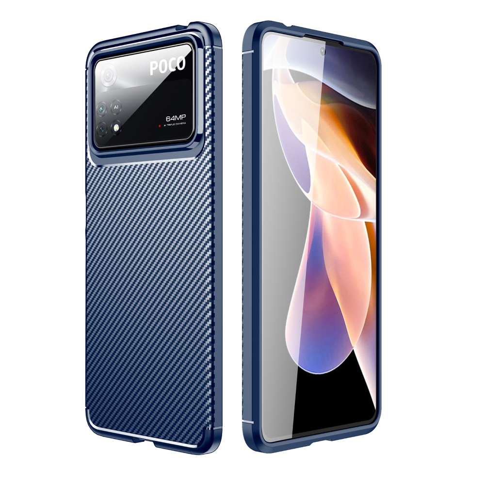 TPU Case für XIAOMI POCO X4 PRO 5G Carbon Fiber Muster Shockproof Texture Hülle