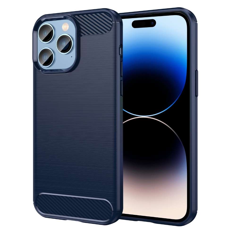 TPU Hülle für Apple iPhone 14 PRO MAX Carbon Fiber Skin Brushed Schutzcover Case