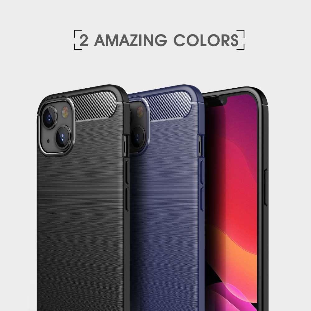 TPU Hülle für Apple iPhone 14 Carbon Fiber Skin Brushed Schutzcover Soft Case