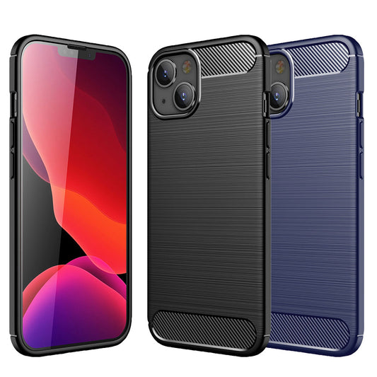 TPU Hülle für Apple iPhone 14 Carbon Fiber Skin Brushed Schutzcover Soft Case