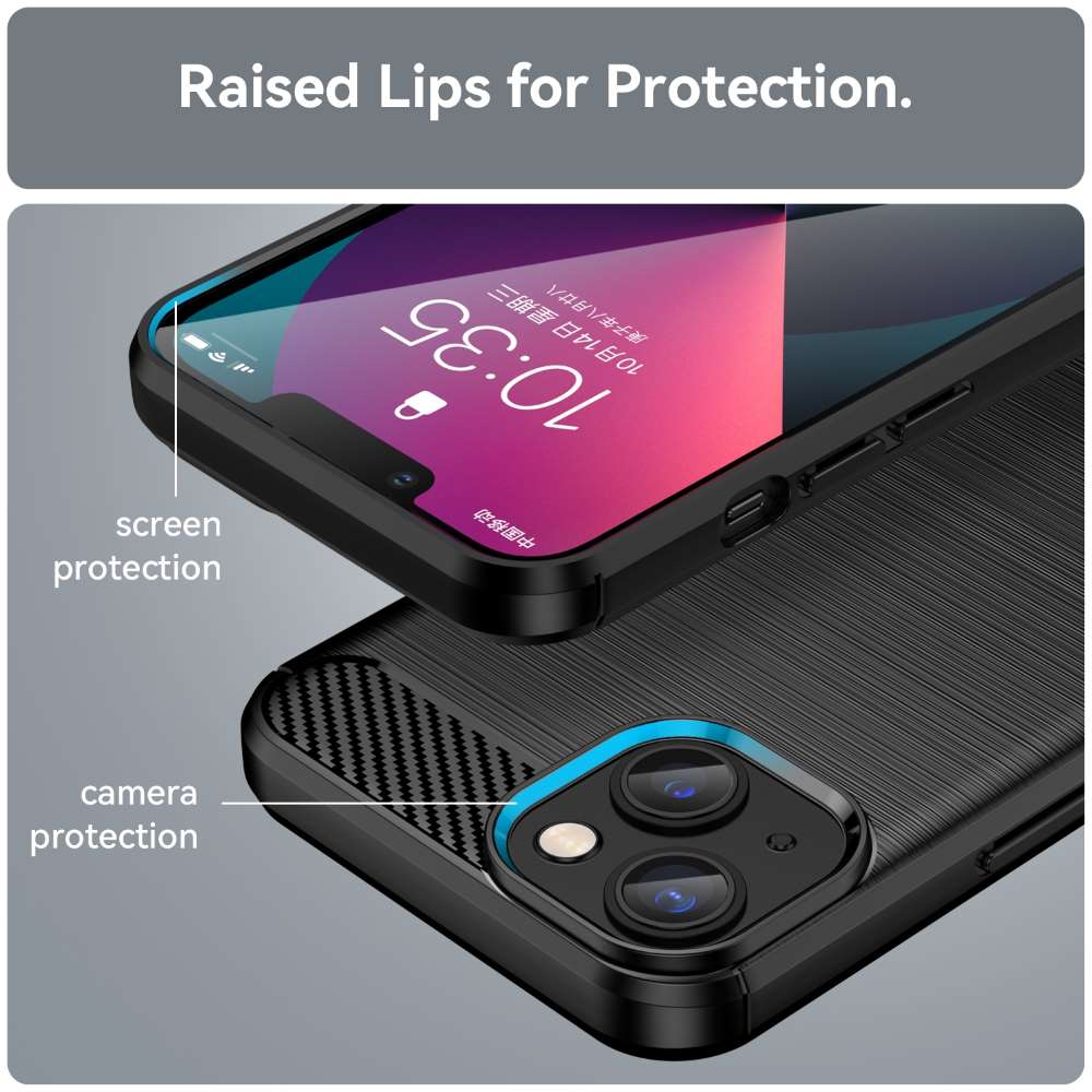 TPU Hülle für Apple iPhone 14 Carbon Fiber Skin Brushed Schutzcover Soft Case