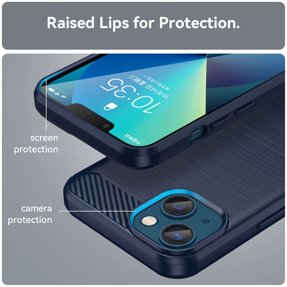 TPU Hülle für Apple iPhone 14 PLUS Carbon Fiber Skin Brushed Schutzcover Case