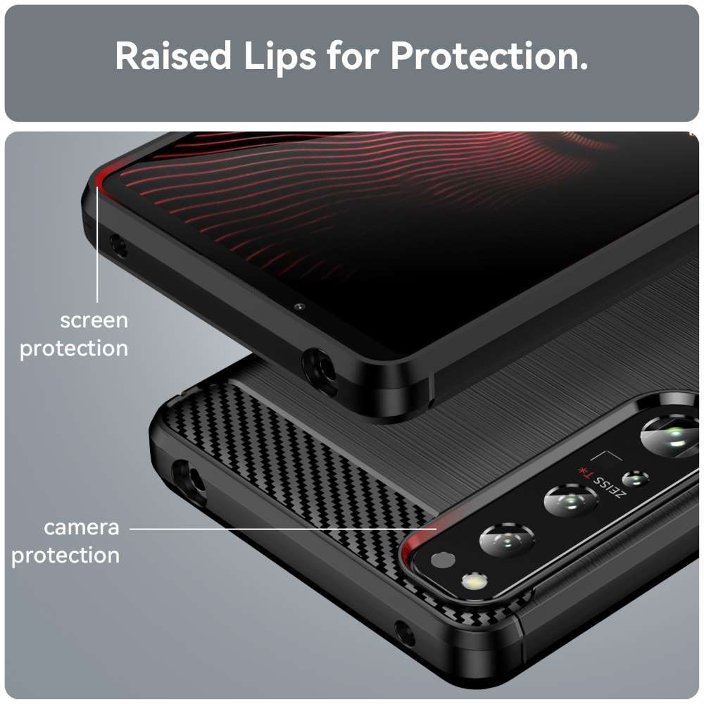 TPU Hülle für Sony Xperia 1 IV Carbon Fiber Skin Brushed Schutzcover Soft Case