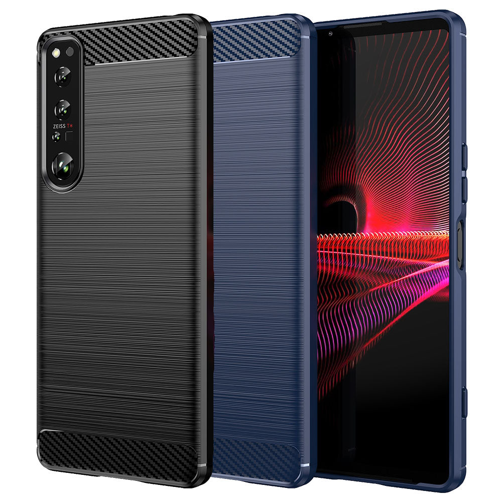 TPU Hülle für Sony Xperia 1 IV Carbon Fiber Skin Brushed Schutzcover Soft Case
