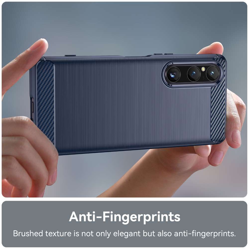 TPU Hülle für Sony Xperia 1 V Carbon Fiber Skin Brushed Schutzcover Soft Case