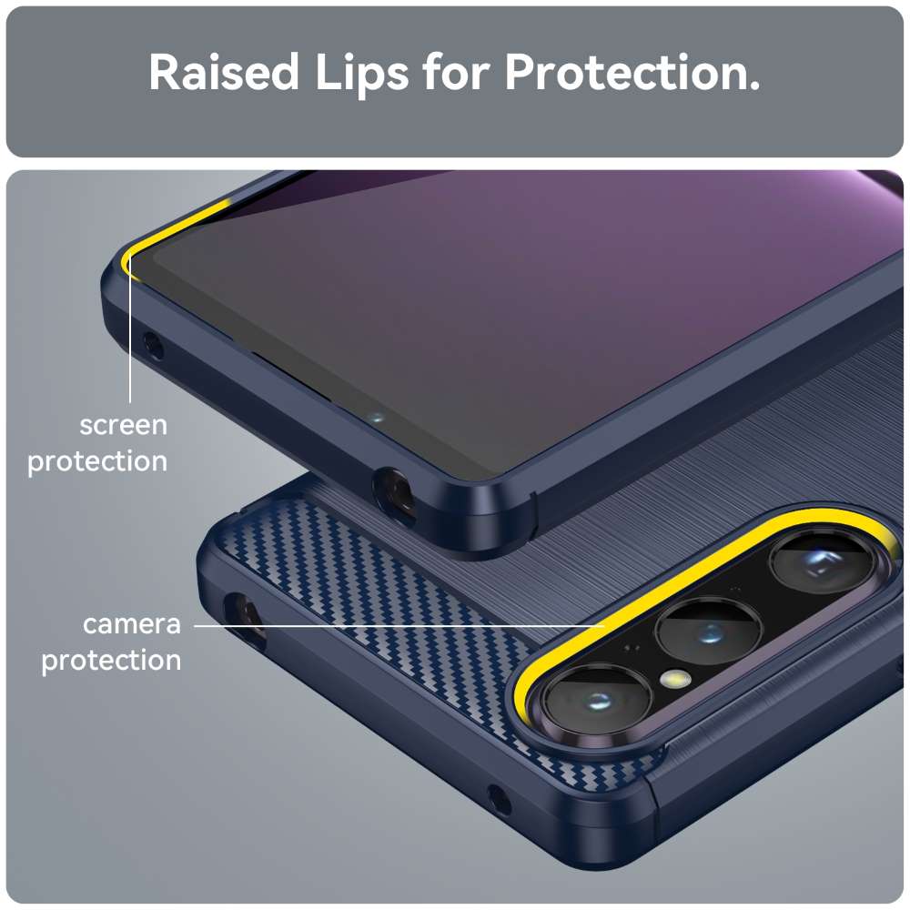 TPU Hülle für Sony Xperia 1 V Carbon Fiber Skin Brushed Schutzcover Soft Case