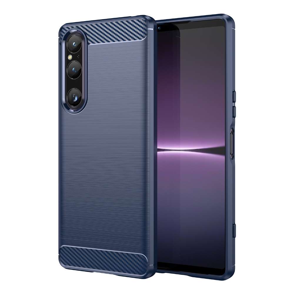 TPU Hülle für Sony Xperia 1 V Carbon Fiber Skin Brushed Schutzcover Soft Case