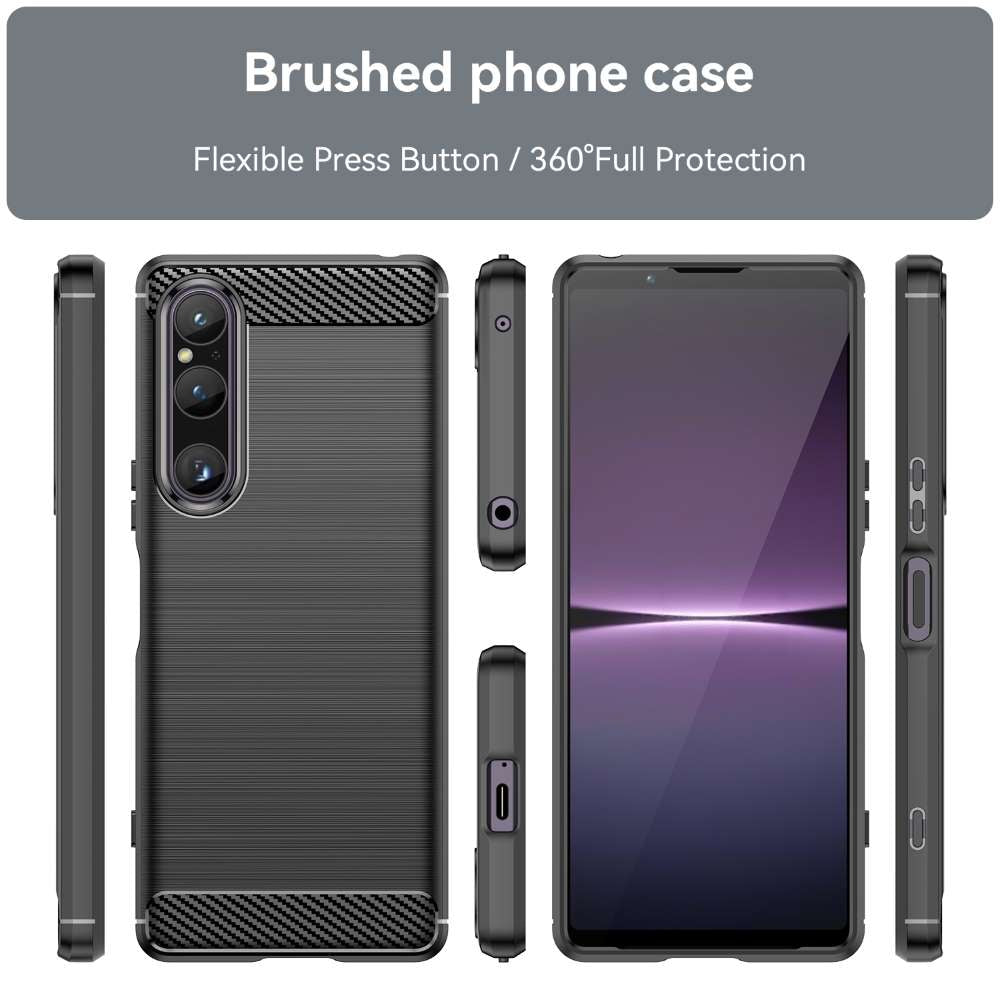TPU Hülle für Sony Xperia 1 V Carbon Fiber Skin Brushed Schutzcover Soft Case