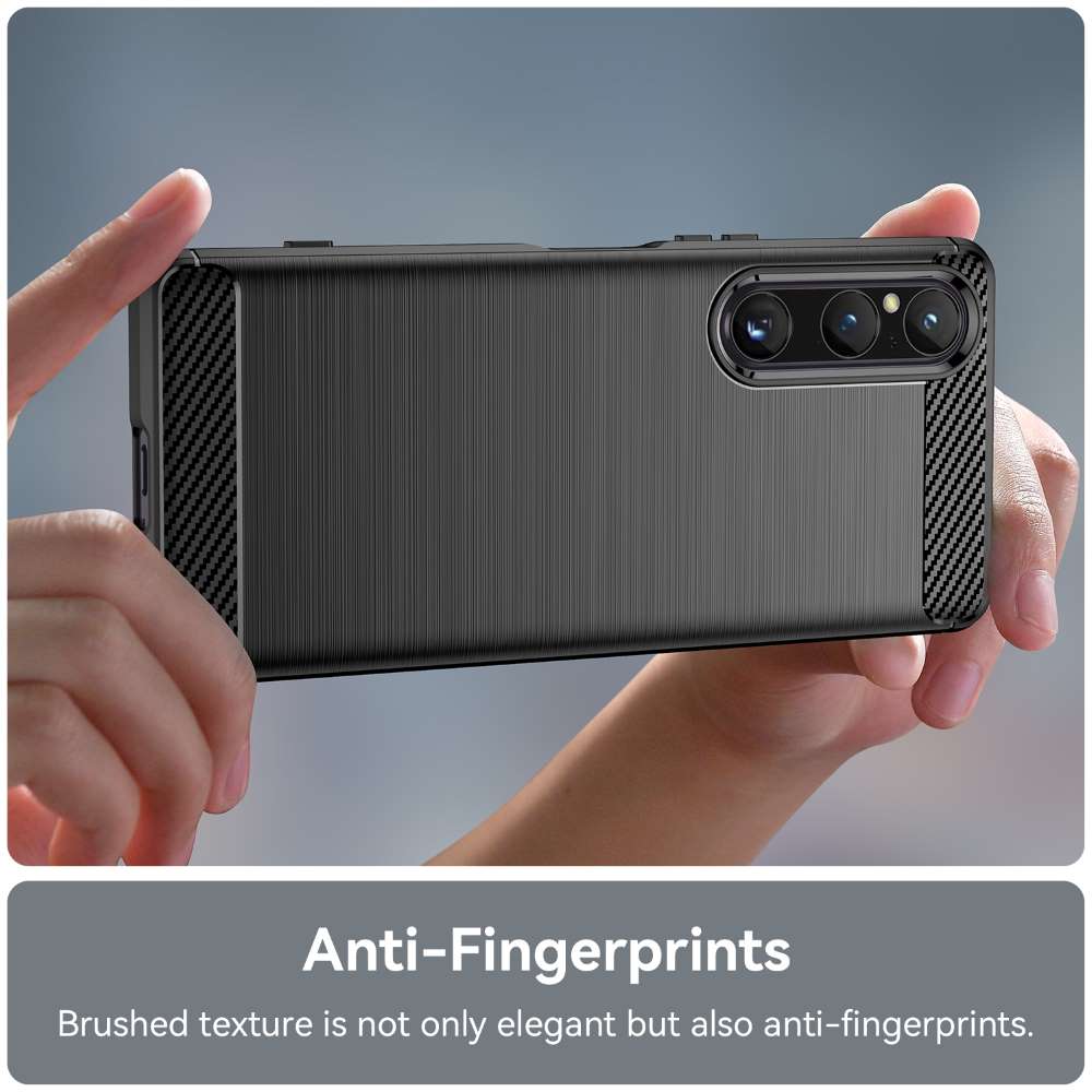 TPU Hülle für Sony Xperia 1 V Carbon Fiber Skin Brushed Schutzcover Soft Case