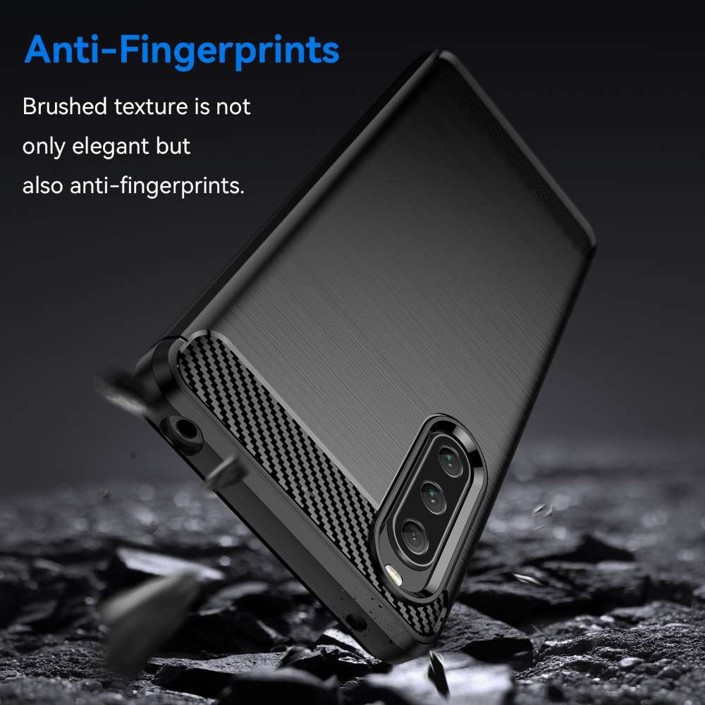 TPU Hülle für Sony Xperia 10 V Carbon Fiber Skin Brushed Schutzcover Soft Case