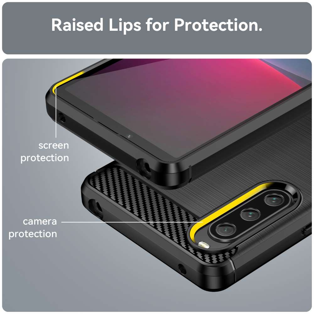 TPU Hülle für Sony Xperia 10 V Carbon Fiber Skin Brushed Schutzcover Soft Case