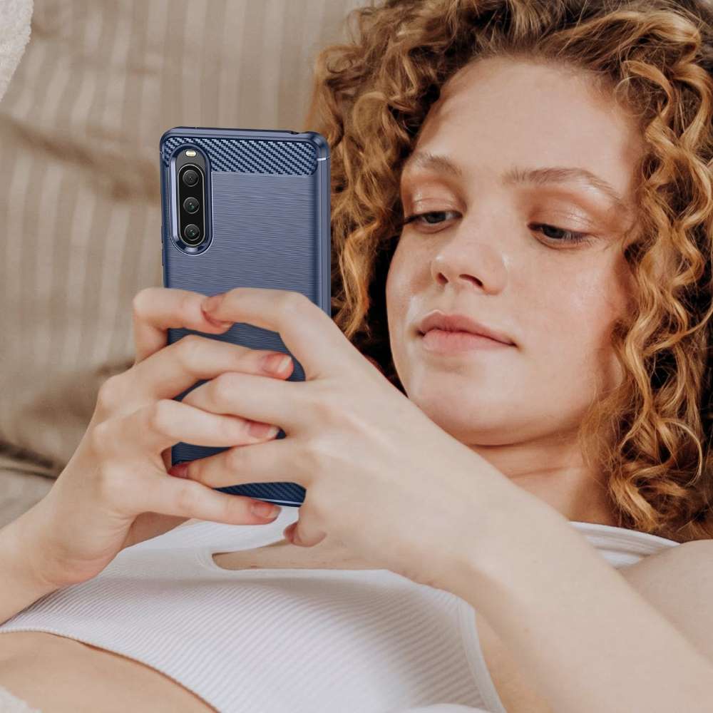 TPU Hülle für Sony Xperia 10 V Carbon Fiber Skin Brushed Schutzcover Soft Case