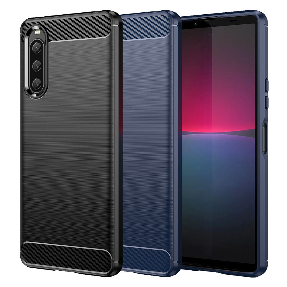 TPU Hülle für Sony Xperia 10 V Carbon Fiber Skin Brushed Schutzcover Soft Case