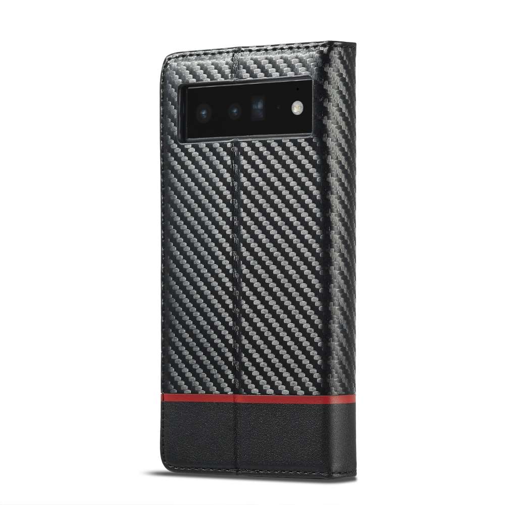 LC.IMEEKE Handy Tasche für Google Pixel 7a Carbon Wallet Stripe Hülle Etui Case