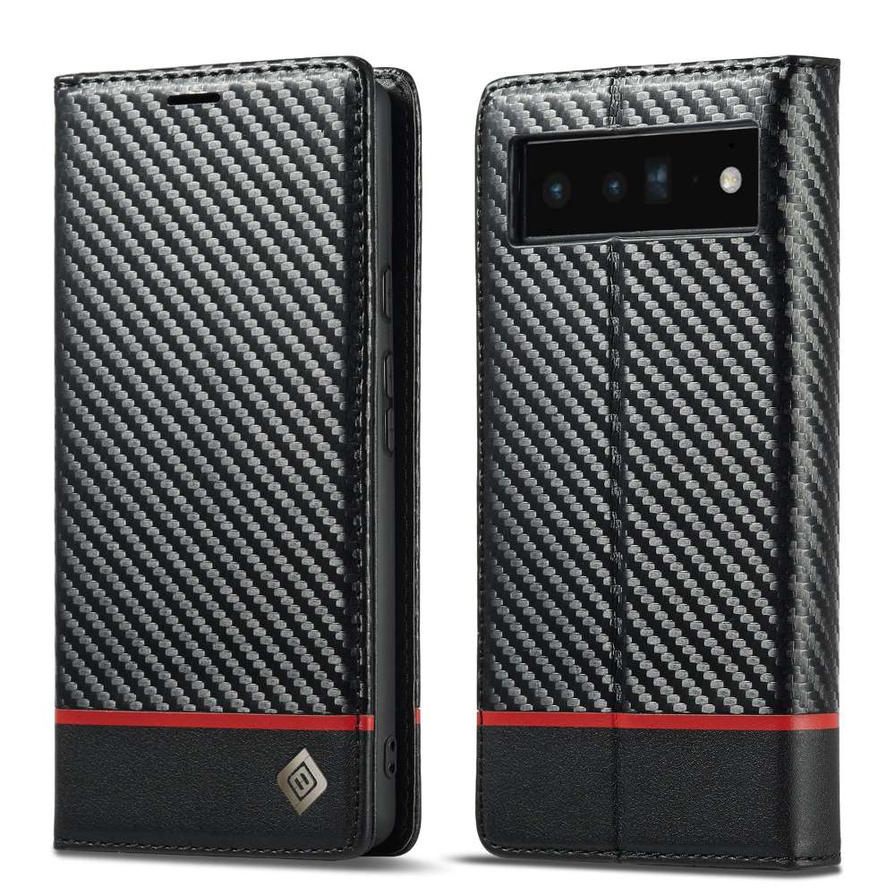 LC.IMEEKE Handy Tasche für Google Pixel 7a Carbon Wallet Stripe Hülle Etui Case